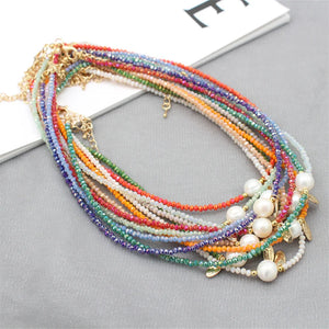 Baroque Pearl Necklace Crystal Glass Beads Choker Pendant