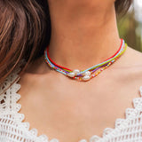 Fresh Water Baroque Pearl Necklace with Colorful Glass Beads