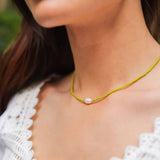 Fresh Water Baroque Pearl Necklace with Colorful Glass Beads