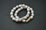 Fresh Water Pearl Beads CZ Metal Tube Charm Bracelet