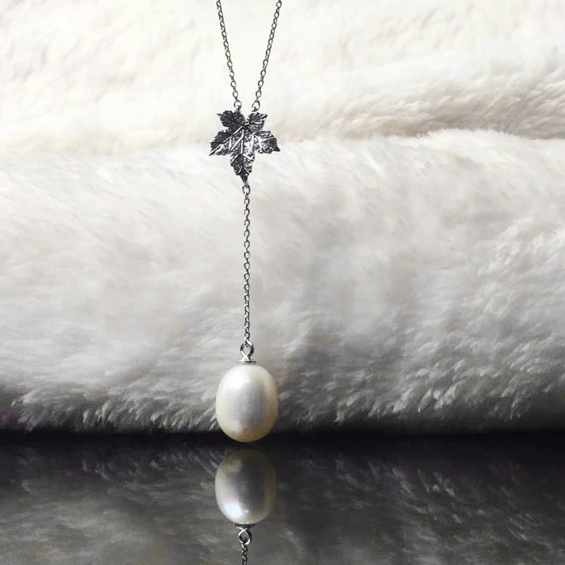 Fresh Water Pearl Chain Necklace Teardrop Shape 925 Sterling Silver