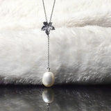 Fresh Water Pearl Chain Necklace Teardrop Shape 925 Sterling Silver