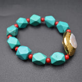 Freshwater Pearl Turquoise Beads Stretch Bracelet