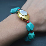 Freshwater Pearl Turquoise Beads Stretch Bracelet