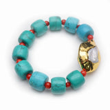 Fresh Water Pearl Turquoise Beads Stretch Man's Bracelet