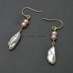 Freshwater Pearl Irregular Bead Dangle Earrings Party Jewelry