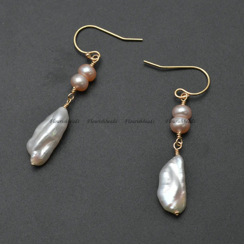 Freshwater Pearl Irregular Bead Dangle Earrings Party Jewelry