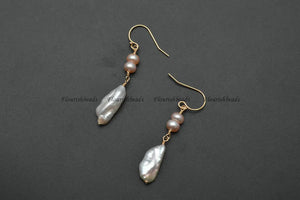 Freshwater Pearl Irregular Bead Dangle Earrings Party Jewelry