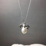 Freshwater Pearl Necklace Insect Girl Jewelry 925 Silver Chain