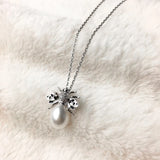 Freshwater Pearl Necklace Insect Girl Jewelry 925 Silver Chain