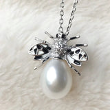 Freshwater Pearl Necklace Insect Girl Jewelry 925 Silver Chain