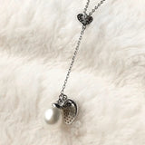 Fresh Water Pearl Necklace 925 Sterling Silver Heart Cubic Zircon Jewelry
