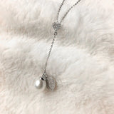 Fresh Water Pearl Necklace 925 Sterling Silver Heart Cubic Zircon Jewelry
