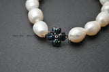 Freshwater Pearl Bead Bracelet with Abalone Shell Clover Charm