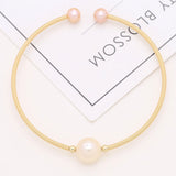 Natural Fresh Water Pearls Bracelet Brass Ring Purple Rice Charm Bracelet