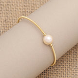 Natural Fresh Water Pearls Bracelet Brass Ring Purple Rice Charm Bracelet
