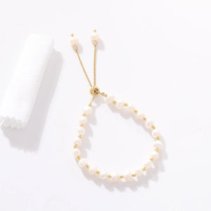 Natural Freshwater Pearl Bracelet with 14k Gold Beads