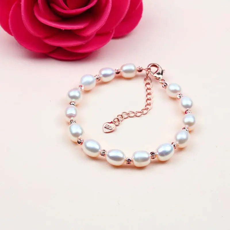 Freshwater Pearl Bracelet - 7mm Beaded Bracelet for Women