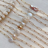Baroque Pearl Charm Bracelet Stainless Steel Chain for Women
