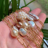 Baroque Pearl Charm Bracelet Stainless Steel Chain for Women
