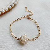 Baroque Pearl Charm Bracelet Stainless Steel Chain for Women