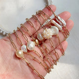 Baroque Pearl Charm Bracelet Stainless Steel Chain for Women