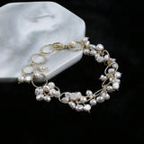 Baroque Pearl Circle Chain Bracelet 5-5.5mm Natural Freshwater Women Jewelry