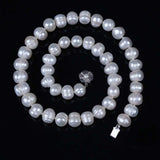 Natural Freshwater 9-10mm Potato Pearl Necklace Round Bead