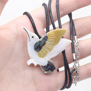 Abalone Shell Necklace Pendant with Bird Charms