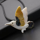Abalone Shell Necklace Pendant with Bird Charms