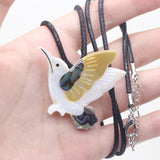 Abalone Shell Necklace Pendant with Bird Charms