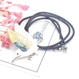 Abalone Shell Necklace Pendant with Bird Charms