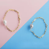 Baroque Pearl Bracelet 925 Silver Plated Chain Women Jewelry