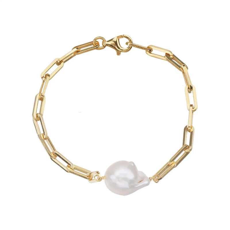 Baroque Pearl Bracelet 925 Silver Plated Chain Women Jewelry