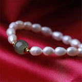 Baroque Pearl Bracelet Hetian Jade Bead Women Girl Bracelet