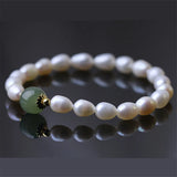 Baroque Pearl Bracelet Hetian Jade Bead Women Girl Bracelet