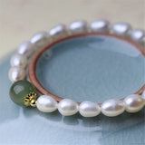Baroque Pearl Bracelet Hetian Jade Bead Women Girl Bracelet