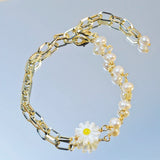 Baroque Pearl Bracelet Chrysanthemum Beads Adjustable Girls Jewelry