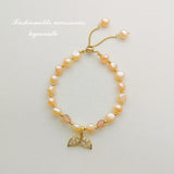 Baroque Pearl Zircon Tail Bracelet 14kGold Eco Brass for Women