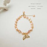 Baroque Pearl Zircon Tail Bracelet 14kGold Eco Brass for Women