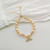 Baroque Pearl Zircon Tail Bracelet 14kGold Eco Brass for Women