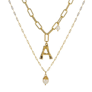Baroque Pearl Pendant Necklace A-Z Initial Necklaces for Women