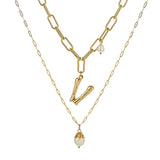 Baroque Pearl Pendant Necklace A-Z Initial Necklaces for Women