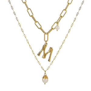 Baroque Pearl Pendant Necklace A-Z Initial Necklaces for Women