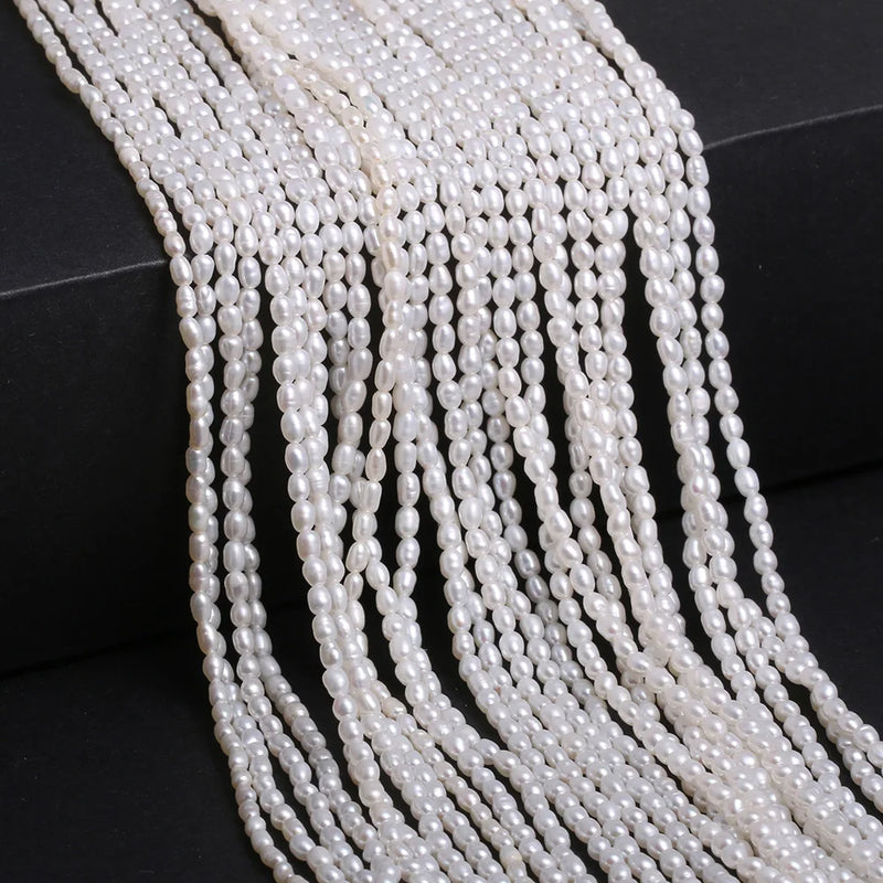 Freshwater Baroque Pearls Beads Rice Shape Loose Beads 2-2.5mm