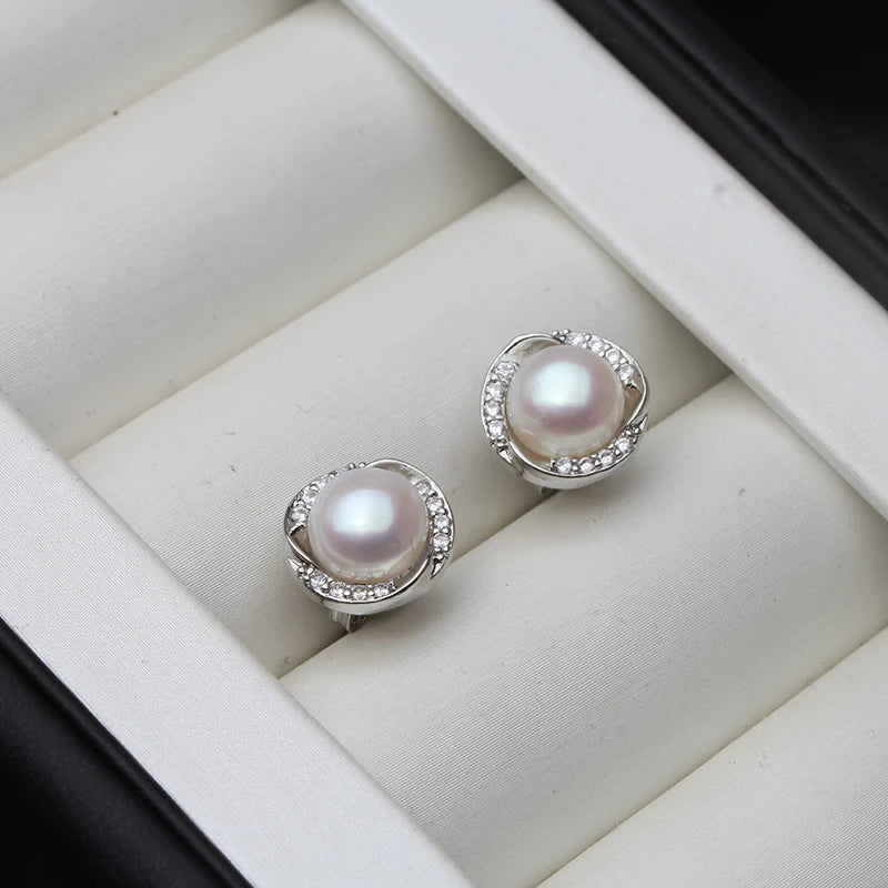 Natural Freshwater Pearl Earrings 925 Silver Stud Earring Anniversary Gift