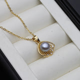 Natural Freshwater Pearl Pendant Necklace Women Boho Statement Necklace