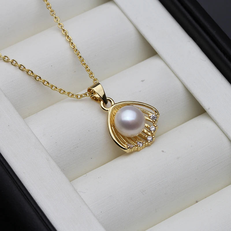 Natural Freshwater Pearl Pendant Necklace Women Boho Statement Necklace