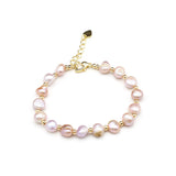 Freshwater Cultured Pearl Bracelet Orange Purple Beaded Gift 8-9mm