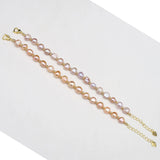 Freshwater Cultured Pearl Bracelet Orange Purple Beaded Gift 8-9mm